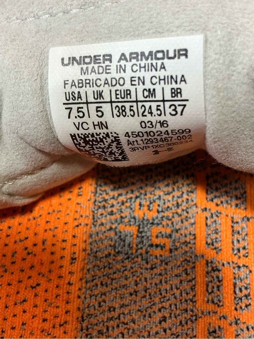 Under Armour SpeedForm Slingride Women's Size 7.5 Running Shoes Gray & Orange